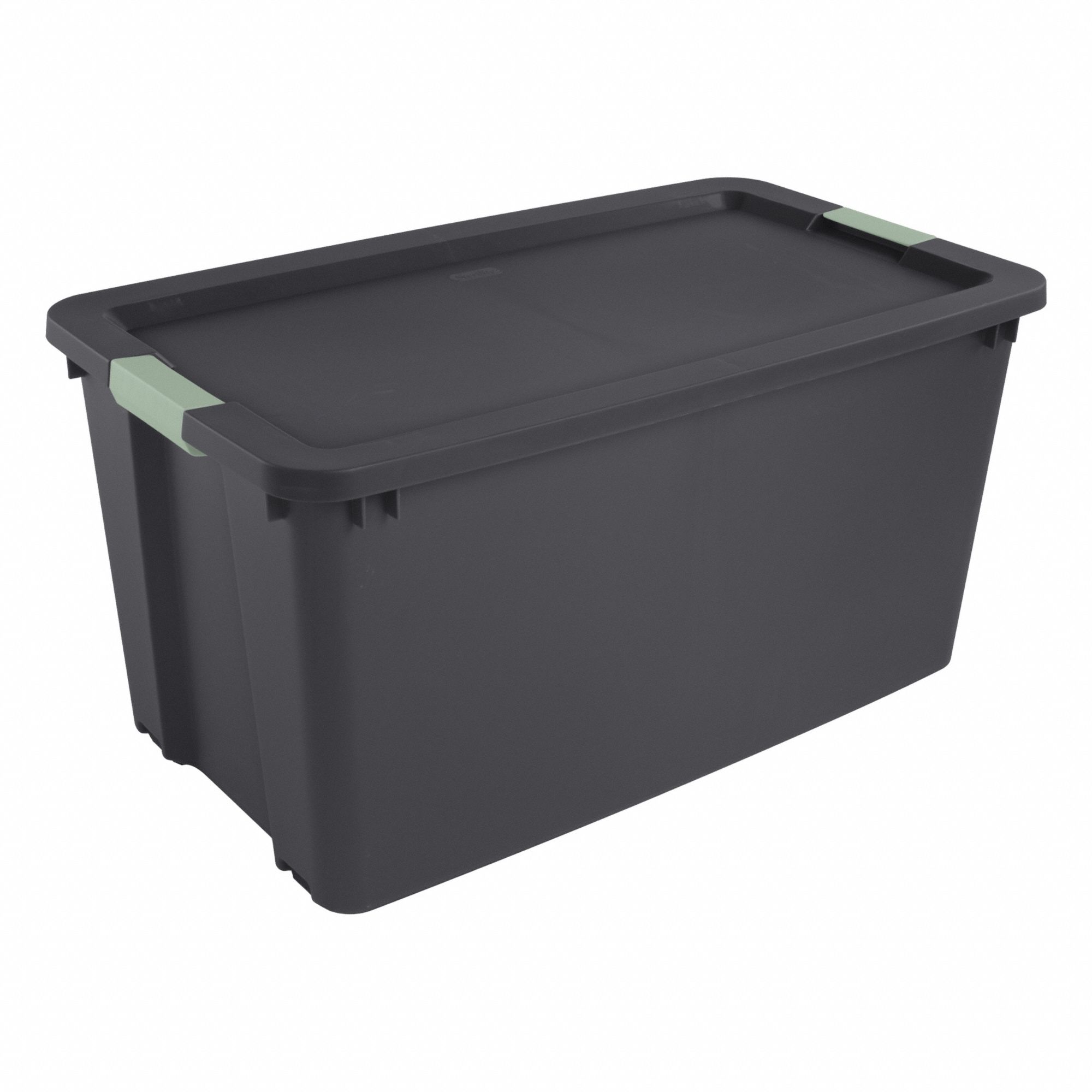 Latch Tote: 45 gal, 36 1/8 in x 21 in x 18 5/8 in, Black Body, More than 20 gal, Black
