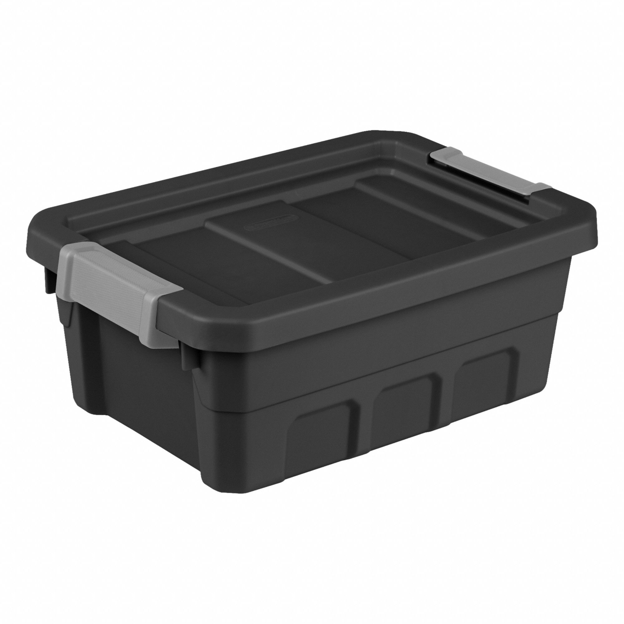 Storage Tote: 4 gal, 18 in x 12 5/8 in x 7 1/8 in, Black Body, Less than 10 gal, Black