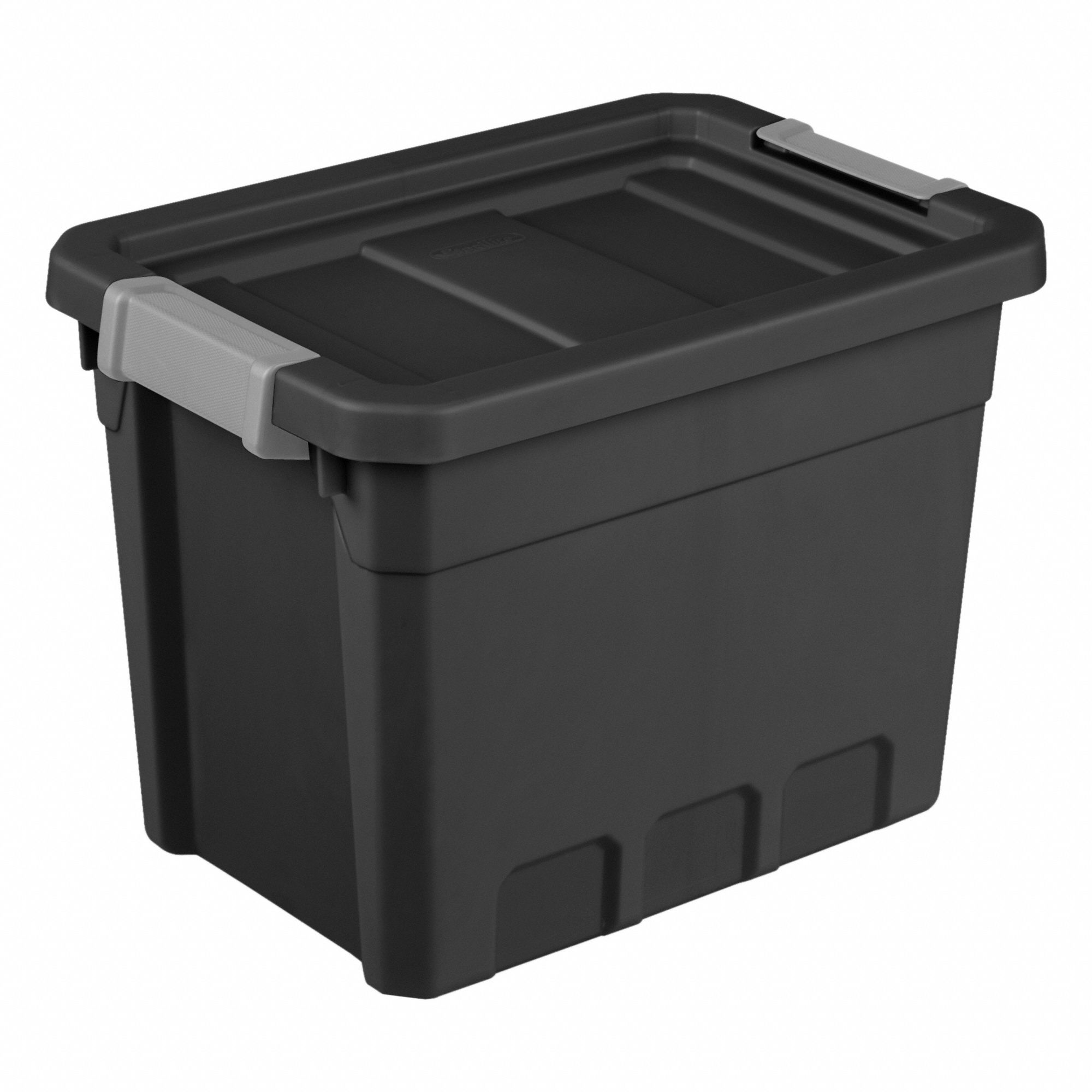 Storage Tote: 7.5 gal, 18 in x 12 5/8 in x 13 1/4 in, Black Body, Less than 10 gal, Black