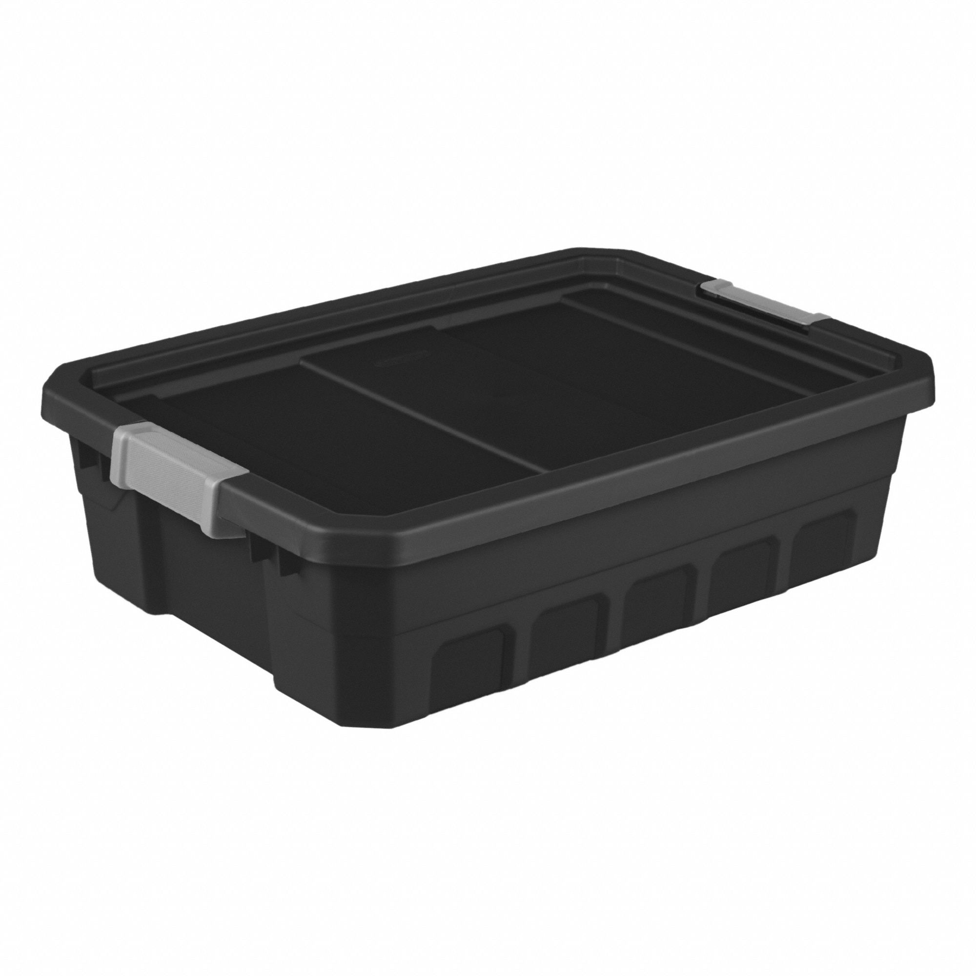 Storage Tote: 10 gal, 25 3/4 in x 18 3/8 in x 7 1/4 in, Black Body, 10 to 20 gal, Black