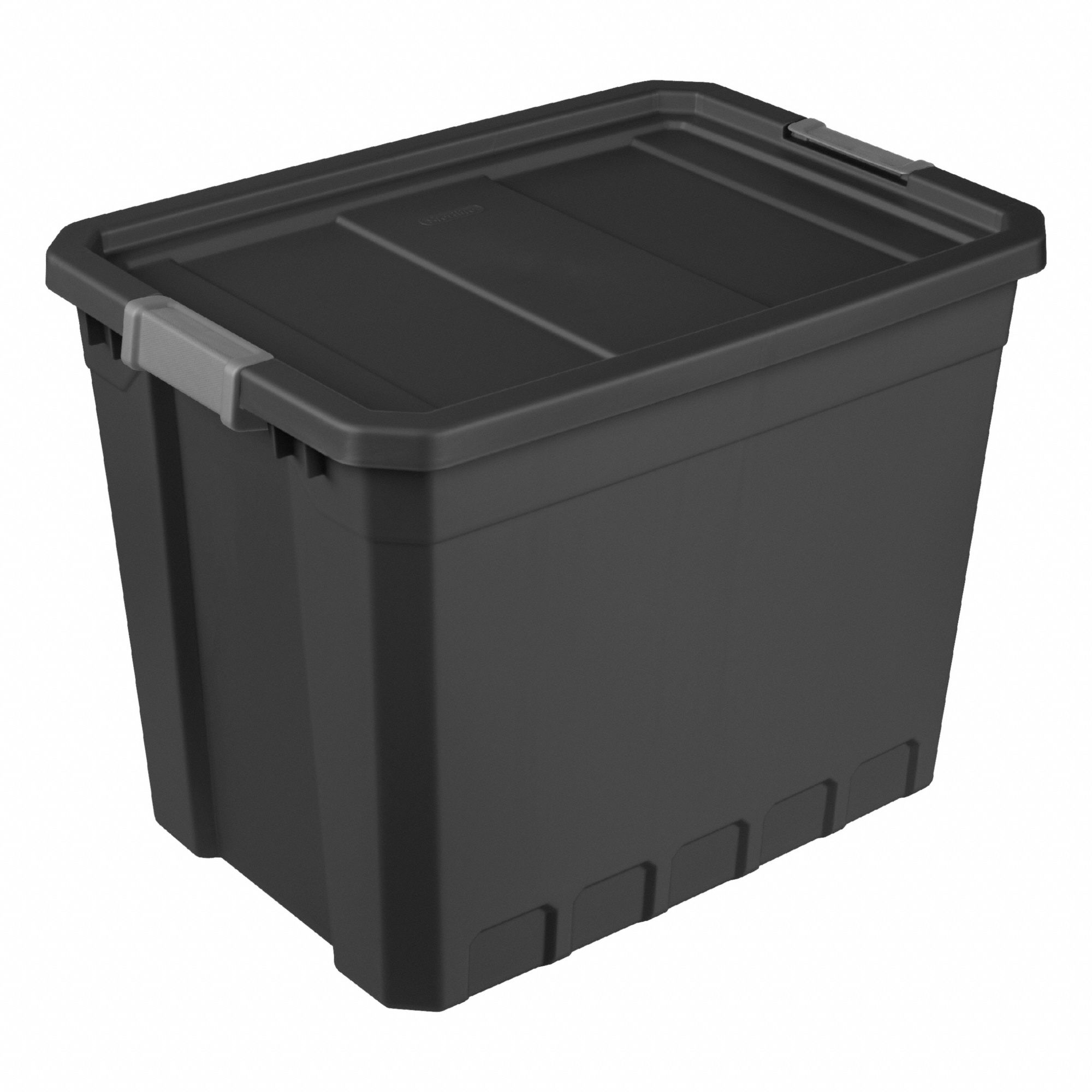 Storage Tote: 27 gal, 25 3/4 in x 18 3/8 in x 19 3/8 in, Black Body, More than 20 gal