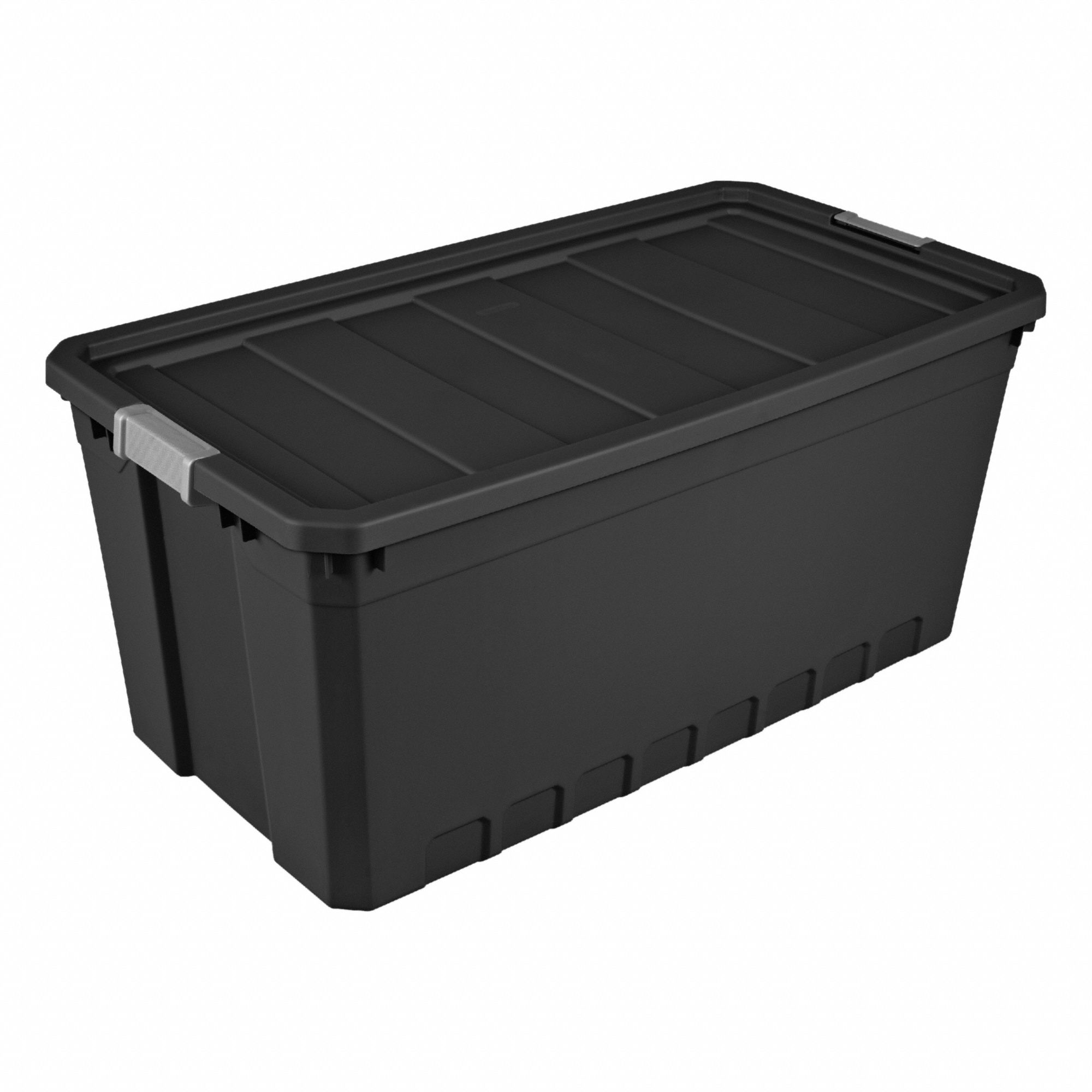 Storage Tote: 50 gal, 39 3/4 in x 21 1/2 in x 17 7/8 in, Black Body, More than 20 gal