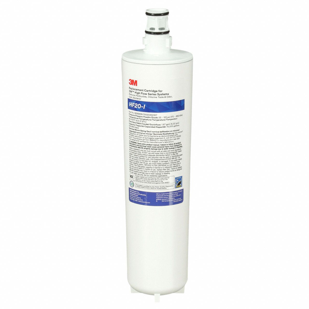 SOLVENTUM CORP DBA 3M HEALTHC Quick-Connect Water Filter: 1 micron, 1.7 gpm, 18 in Overall Ht (MPN HF35). Key specifications — Brand: SOLVENTUM CORP DBA 3M HEALTHC; Reduces: Chlorine Taste; Filter Media: Activated Carbon.