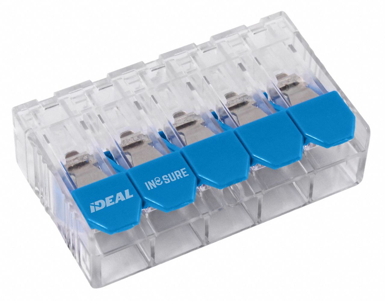 Lever Wire Connector: 5 Port, 22 AWG – 10 AWG Solid Wire Size Range, 30 A, 600 V