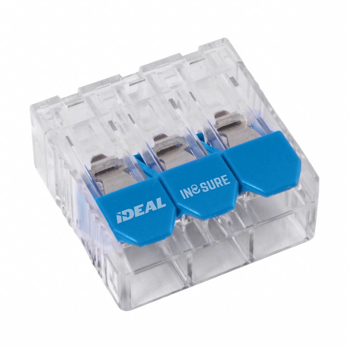 Lever Wire Connector: 3 Port, 22 AWG – 10 AWG Solid Wire Size Range, 30 A, 600 V