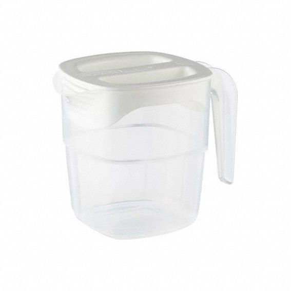 Pitcher: 32 oz Capacity, White, Plastic, NSF Certified