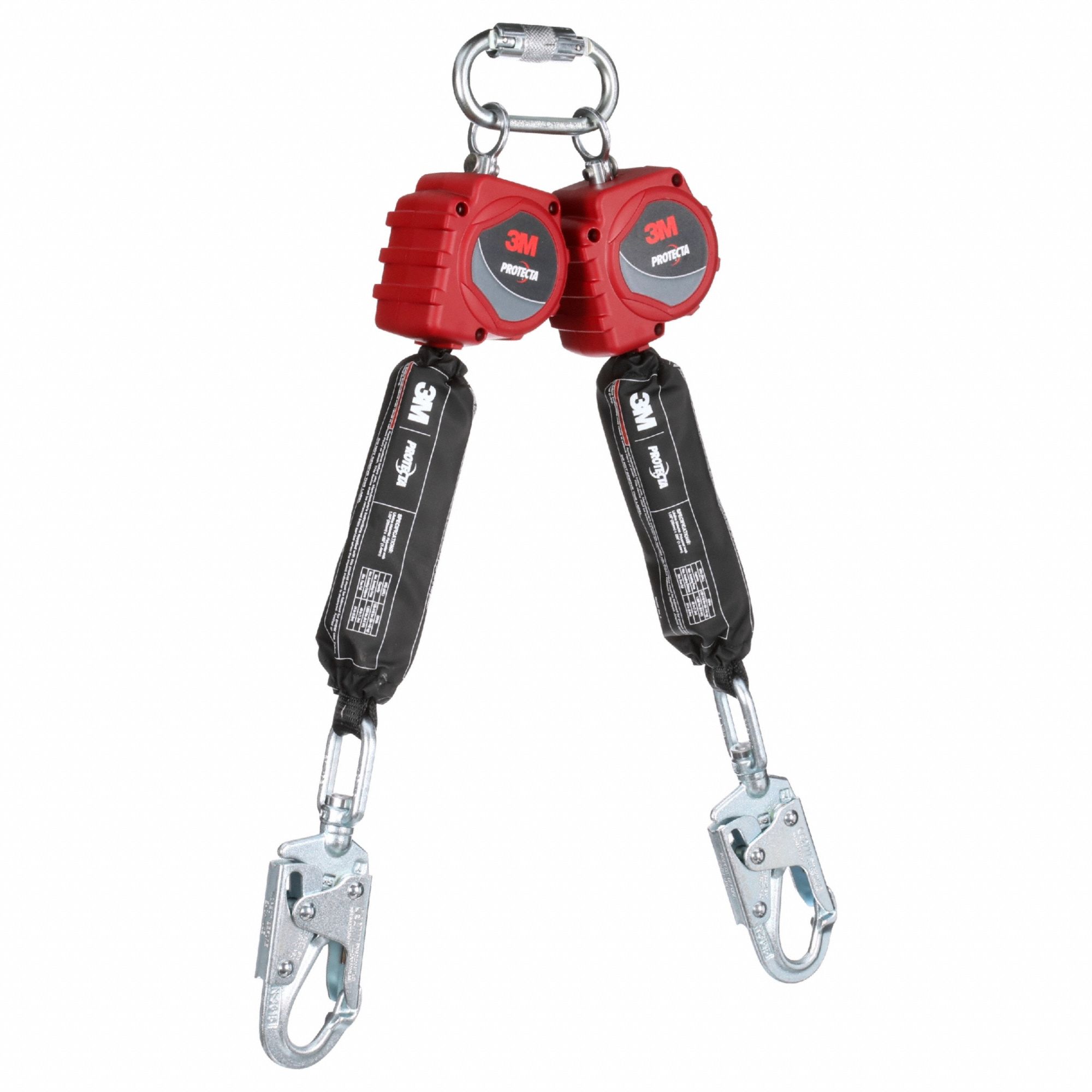 Self-Retracting Lifeline: Steel Carabiner Anchor, Harness Steel Swivel Snap Hook, 2 legs