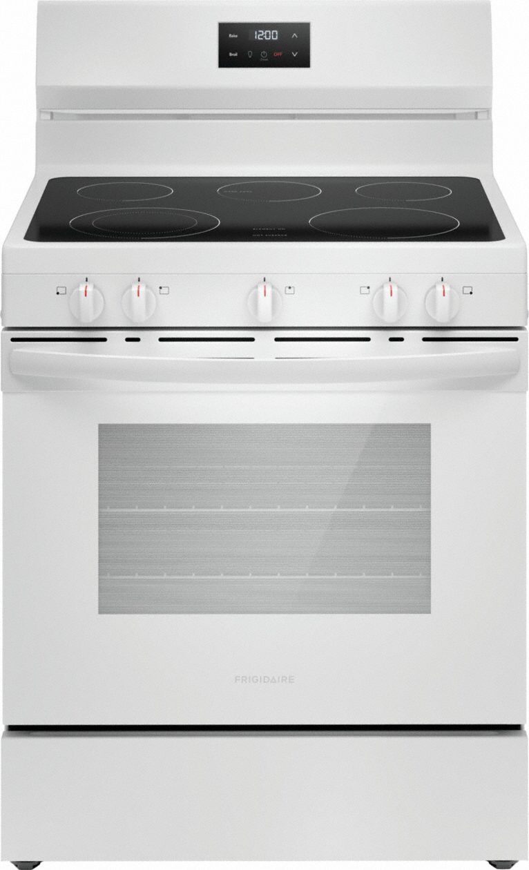 Oven Range: White, Electric, 5 Burners