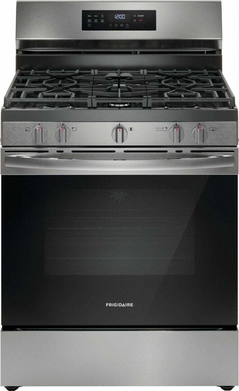 Oven Range: Stainless Steel, Electric, 5 Burners, Self Cleaning