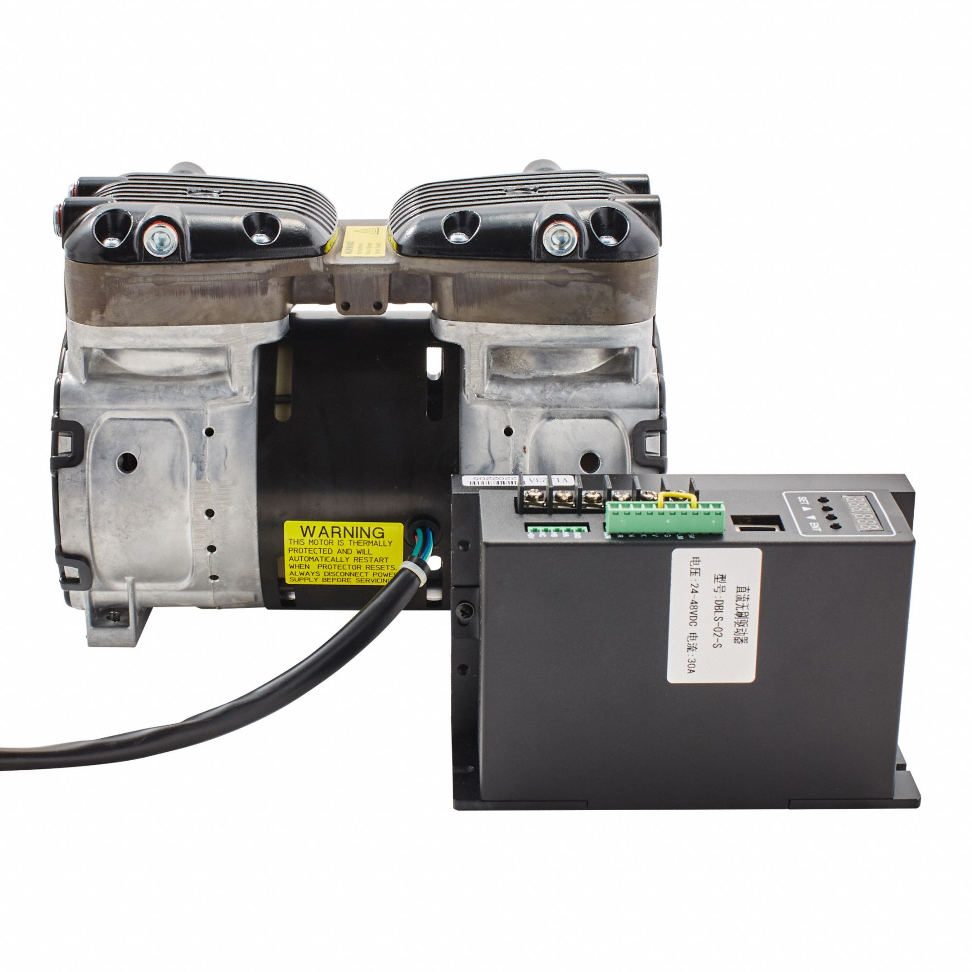 Electric Air Compressor: Oil Free, 1/2 hp, 1.1 cfm, 125 psi Max Op Pressure, 24V DC