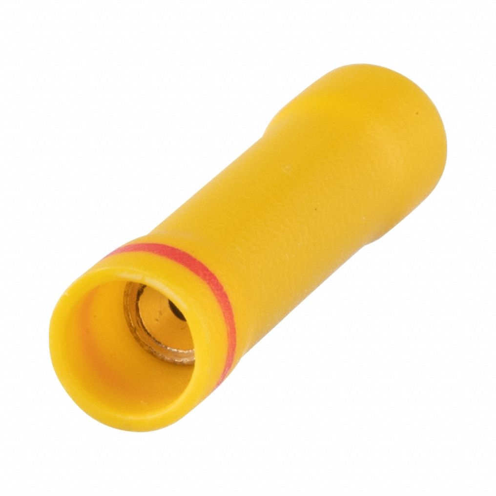 Butt Splice Connector: Yellow, Vinyl, For Wire Size 18 AWG – 10 AWG, 600 V, Pack Qty 25