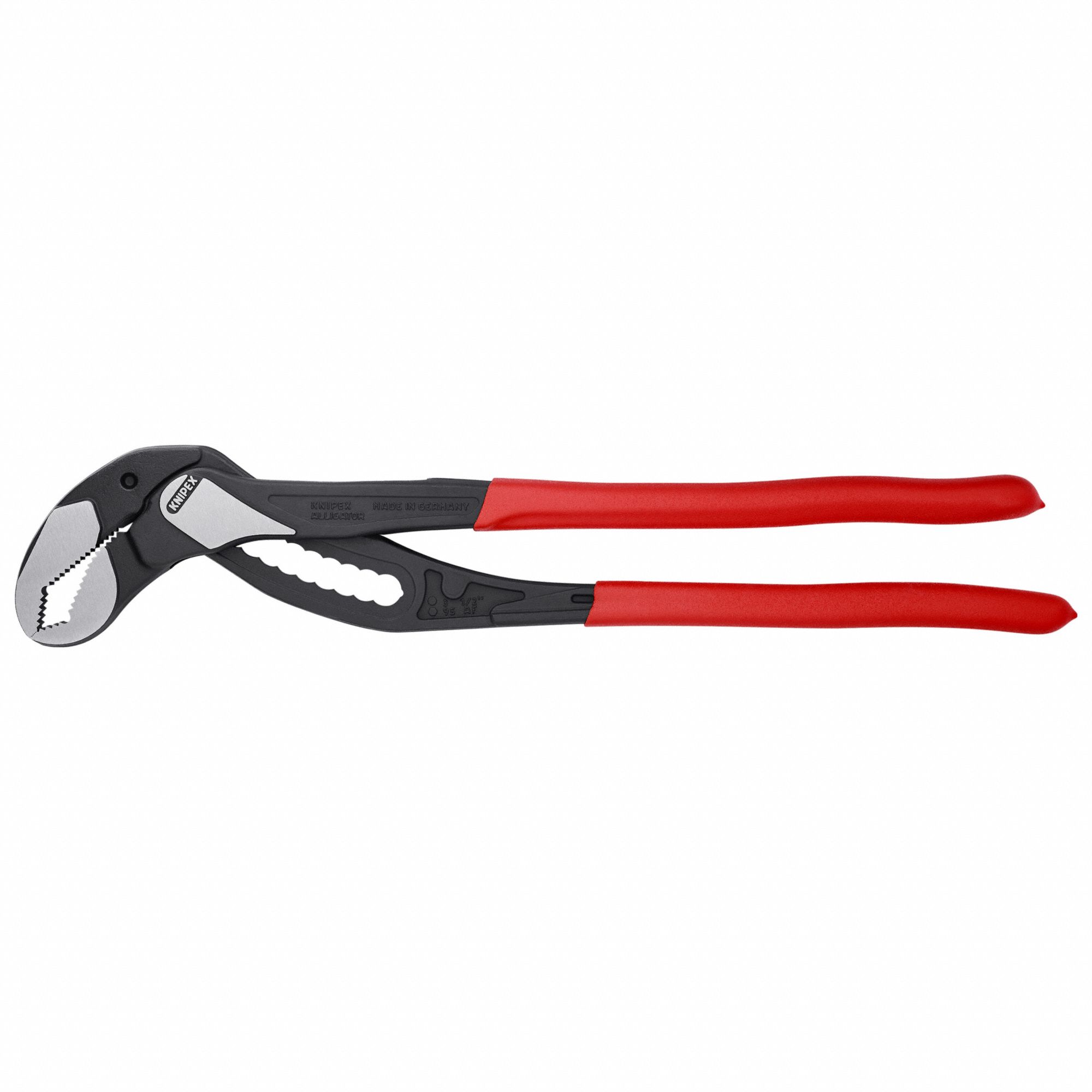 Water Pump Plier: V, Groove Joint, 3 1/2 in Max Jaw Opening, 16 in Overall Lg, 11 Jaw Positions