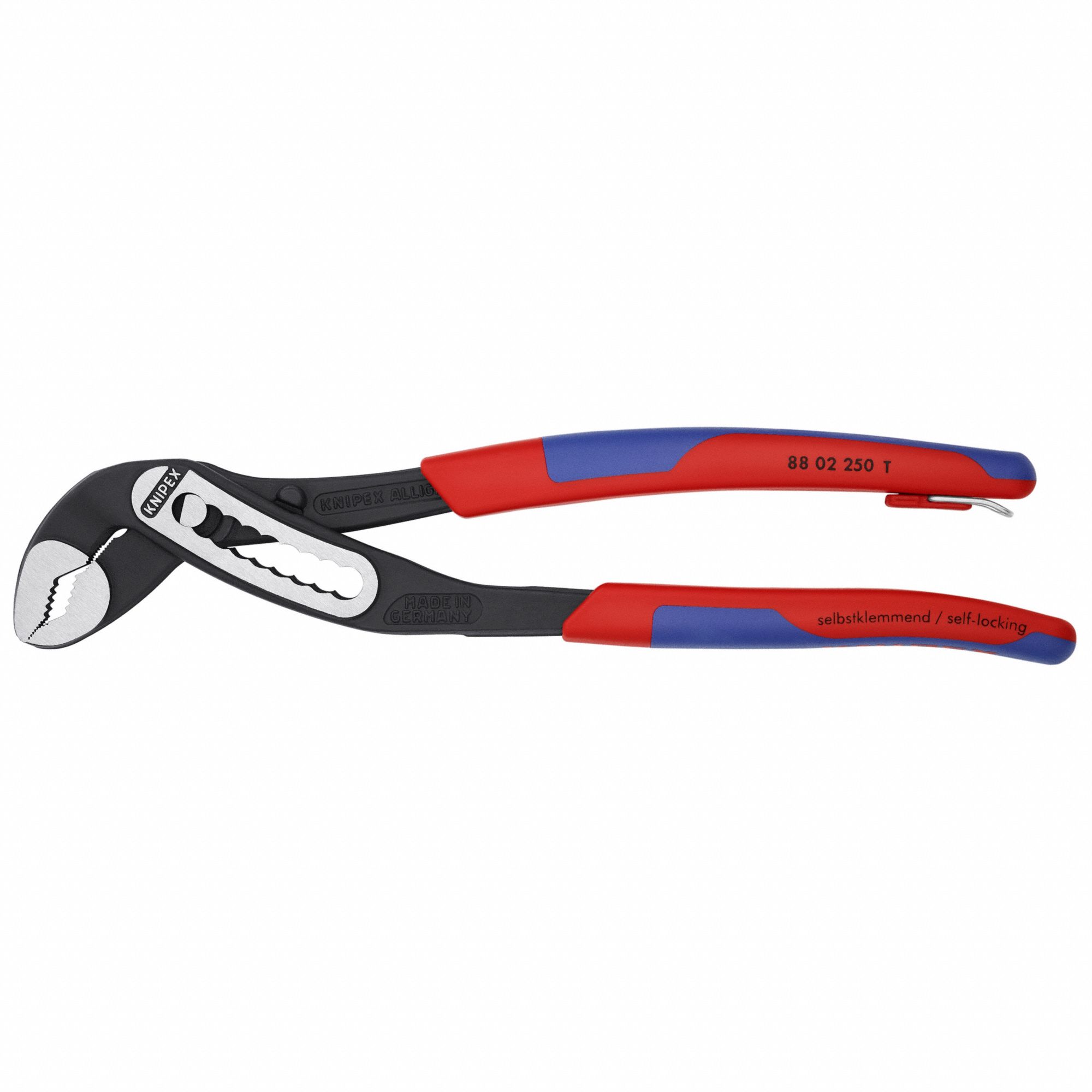 Water Pump Plier: V, Groove Joint, 2 in Max Jaw Opening, 10 in Overall Lg, 9 Jaw Positions, Serrated