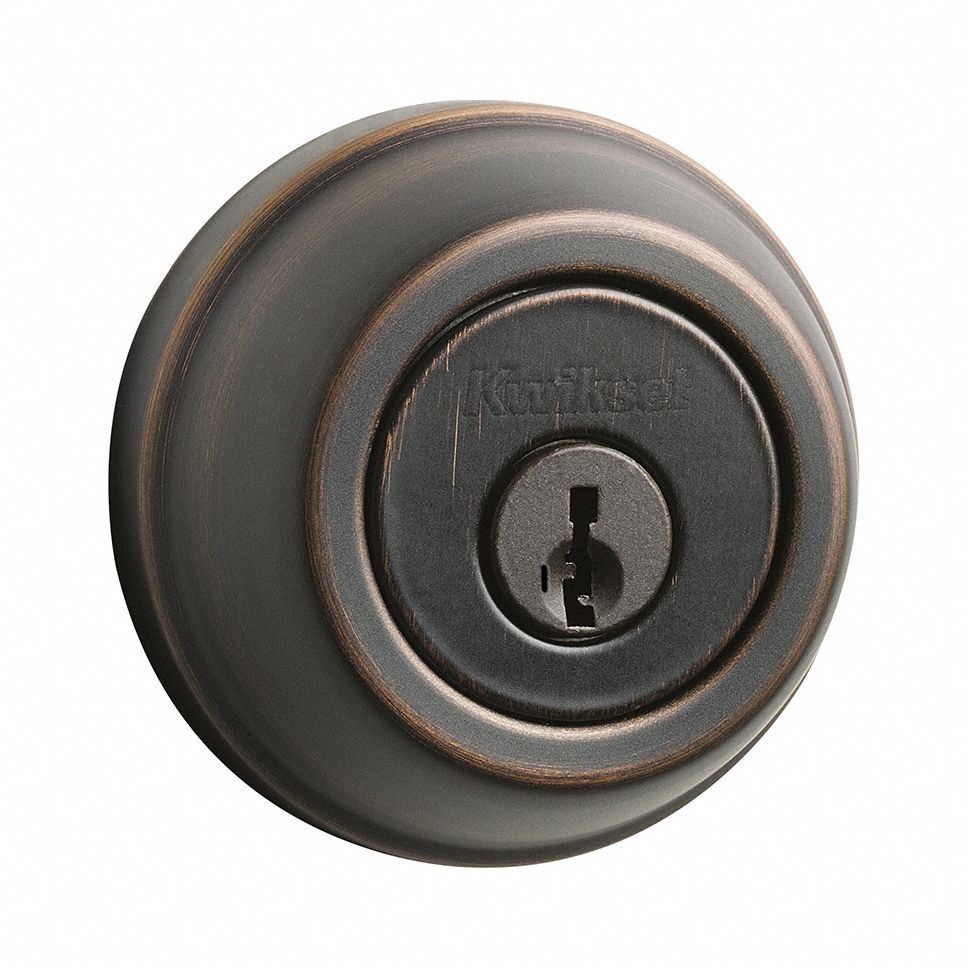 Single Cylinder Deadbolt: Cylindrical, 1 3/4 in Door Thick - Max, Black