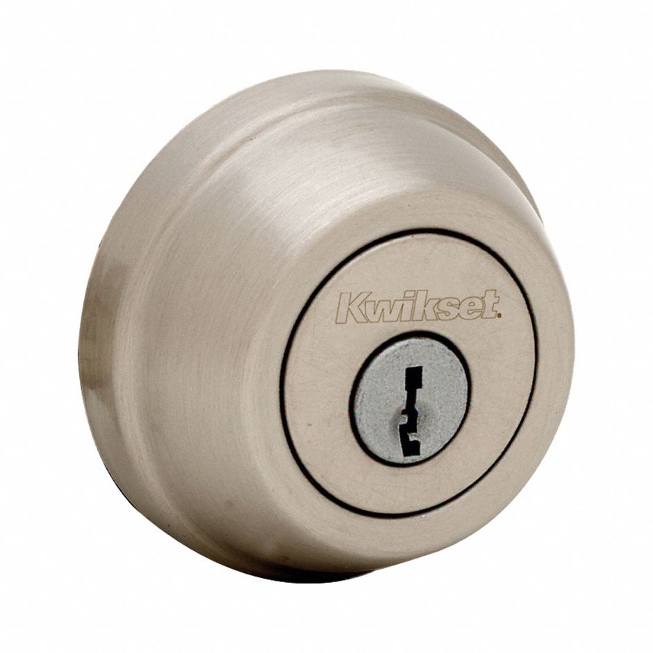 Single Cylinder Deadbolt: Cylindrical, 1 3/4 in Door Thick - Max, Nickel