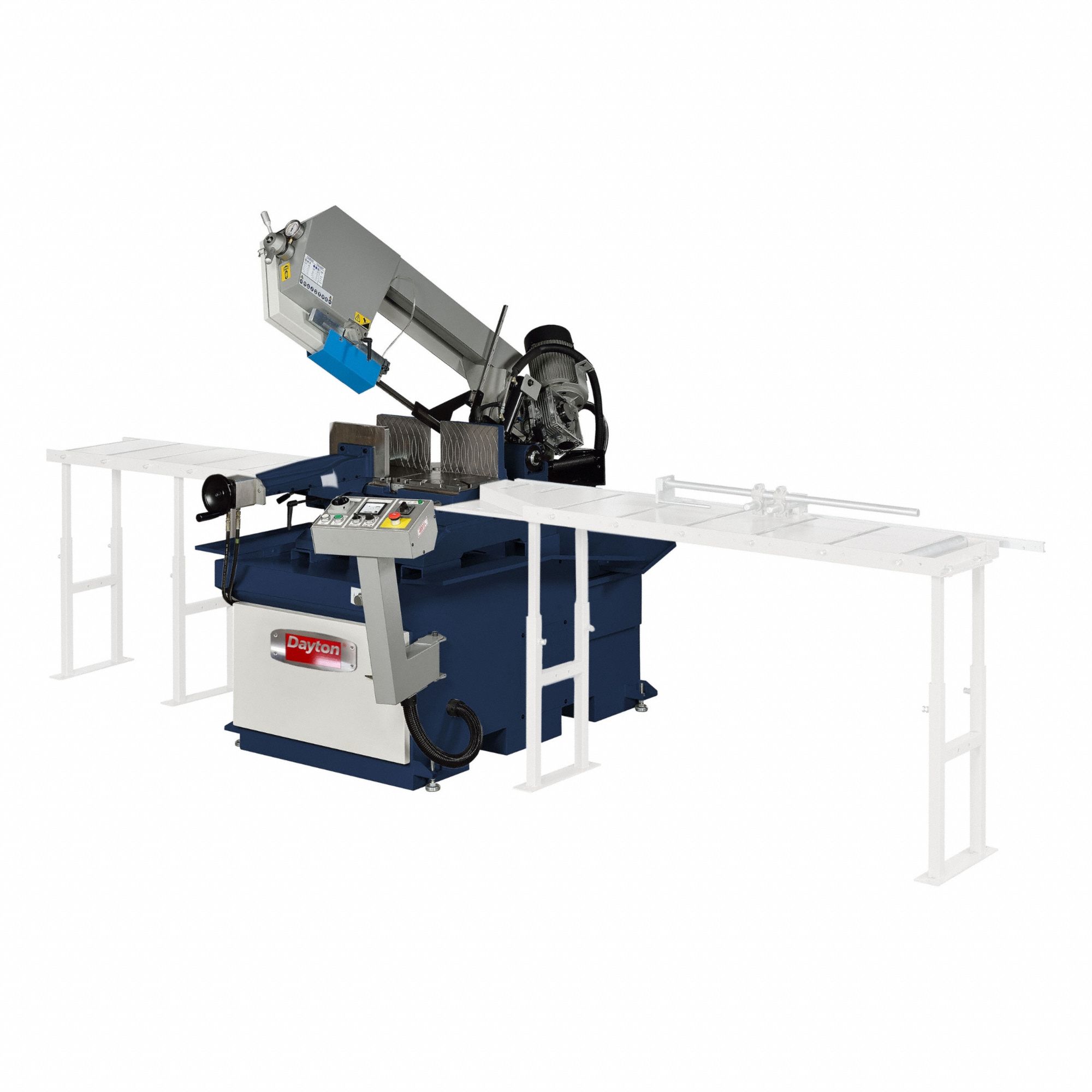 Dual Mitering Band Saw: 15 3/4 in x 12 1/4 in, 90 to 275 FPM, 0° to 60°, 6.0 A, 1 Phase, 220V