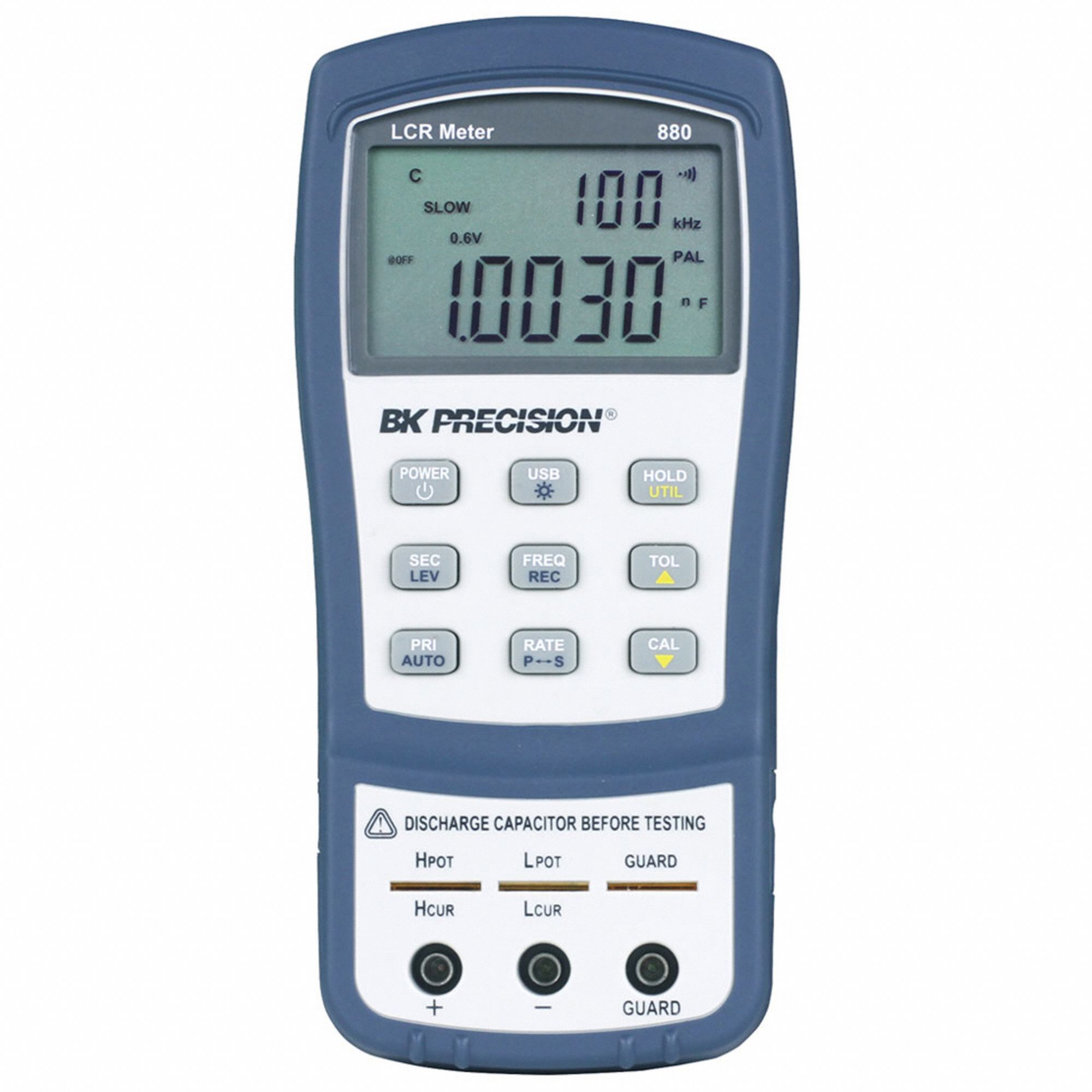 LCR Meter: LCR Meter, Handheld Meter, 4 uH – 1, 000 H, 4 pF – 20 mF, LCD with Backlight