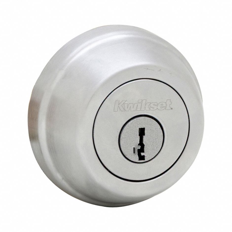 Single Cylinder Deadbolt: Cylindrical, 1 3/4 in Door Thick - Max, Chrome