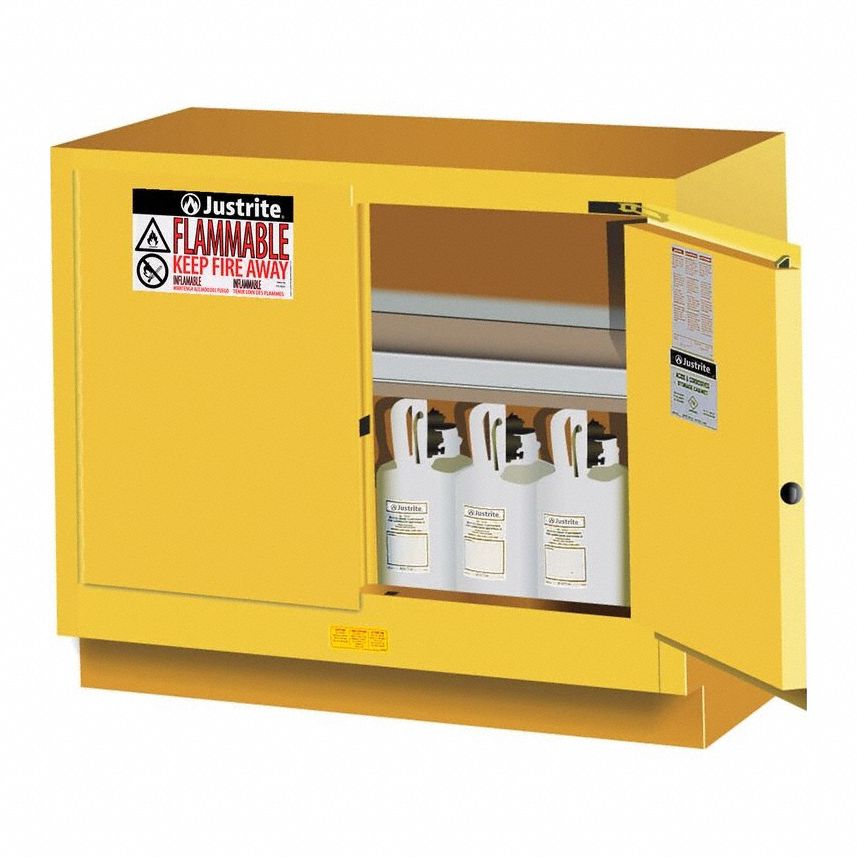 Flammable Cabinet: 21 5/8 in Overall Dp, 4 ft Overall Wd, 35 3/4 in Overall Ht, Steel