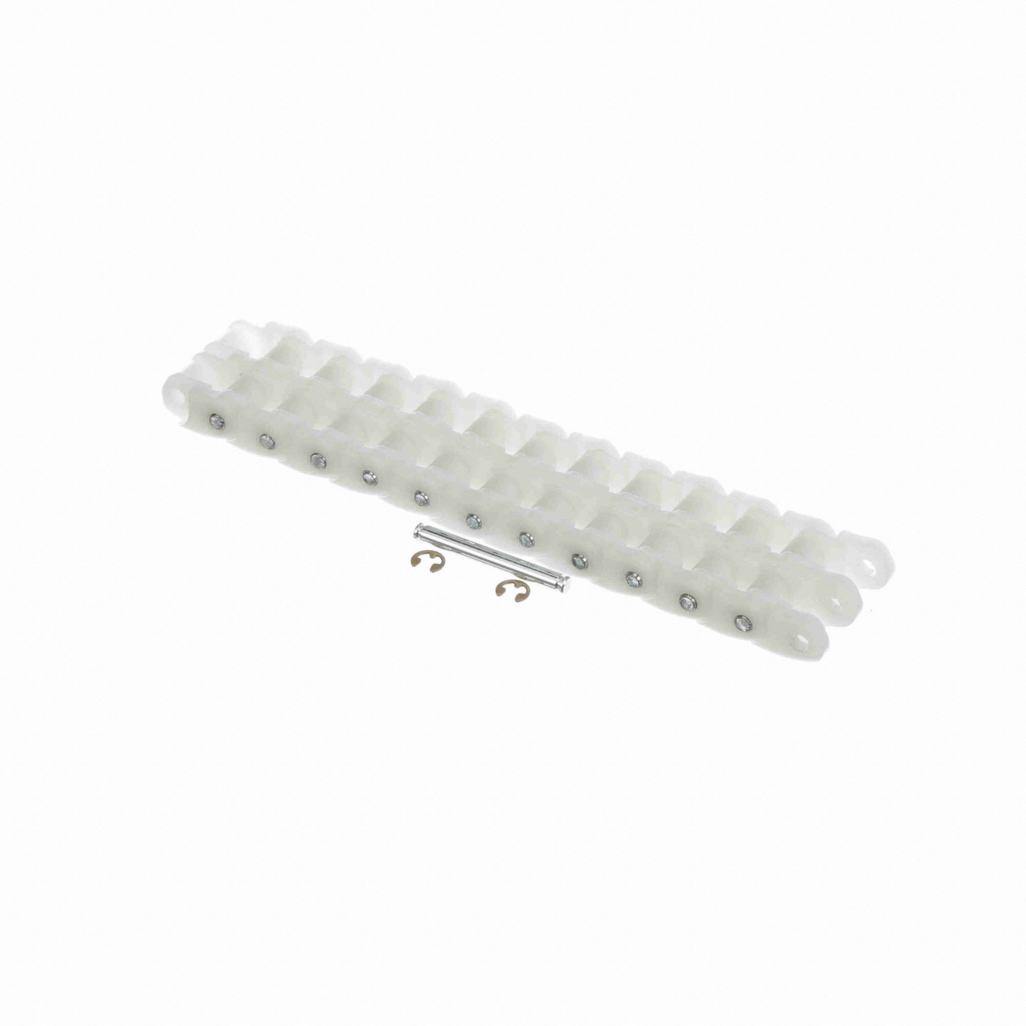 Coupling Chain: N412, 0.5 ft Chain Lg, 1/2 in Pitch, Delrin, 0.642 in Chain Overall Wd