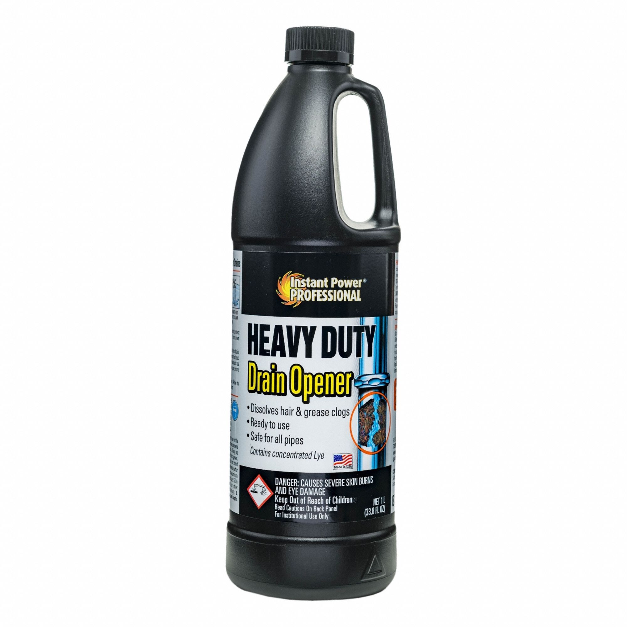 Heavy-Duty Drain Opener: Jug, 1 L, Liquid, Unscented, 12 PK
