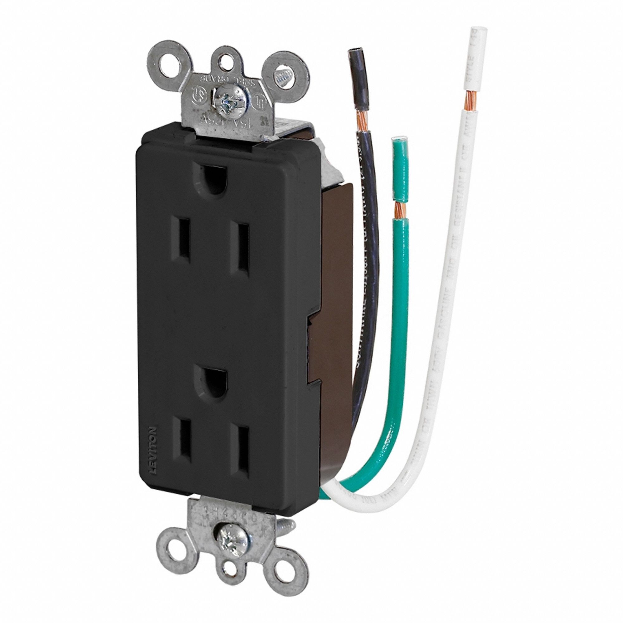 Leaded Dup Rec 15A 125V Self-Gr Blk