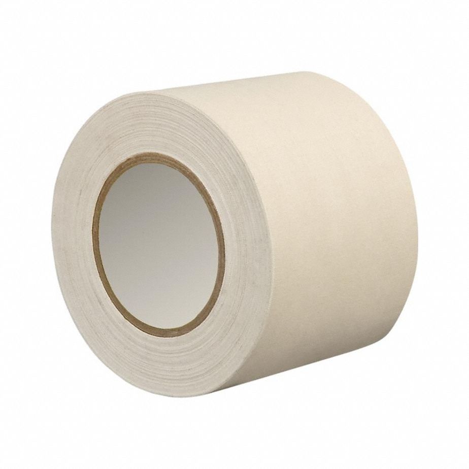 Electrical Tape: 3 in Wd, 60 yd Lg, 10.5 mil Thick, Uncoated Cotton Cloth, Rubber, White