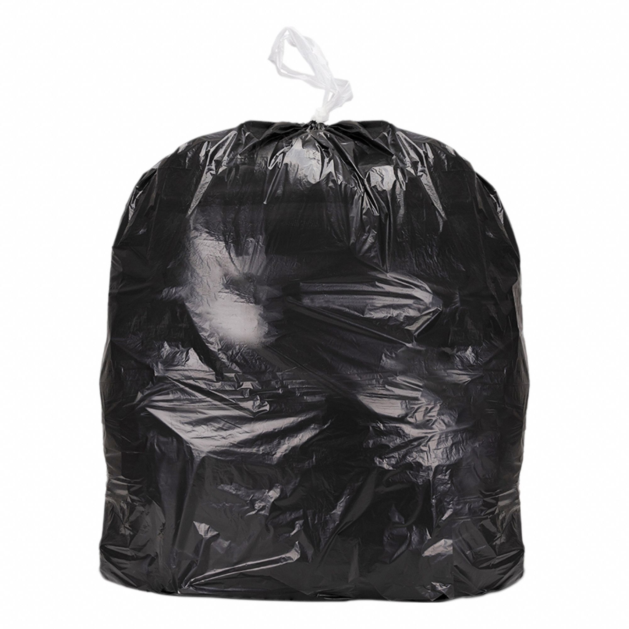 Trash Bags: LLDPE, Heavy Duty, 45 gal Capacity, 1.9 mil Thick, Interleaf, Black, 100 PK