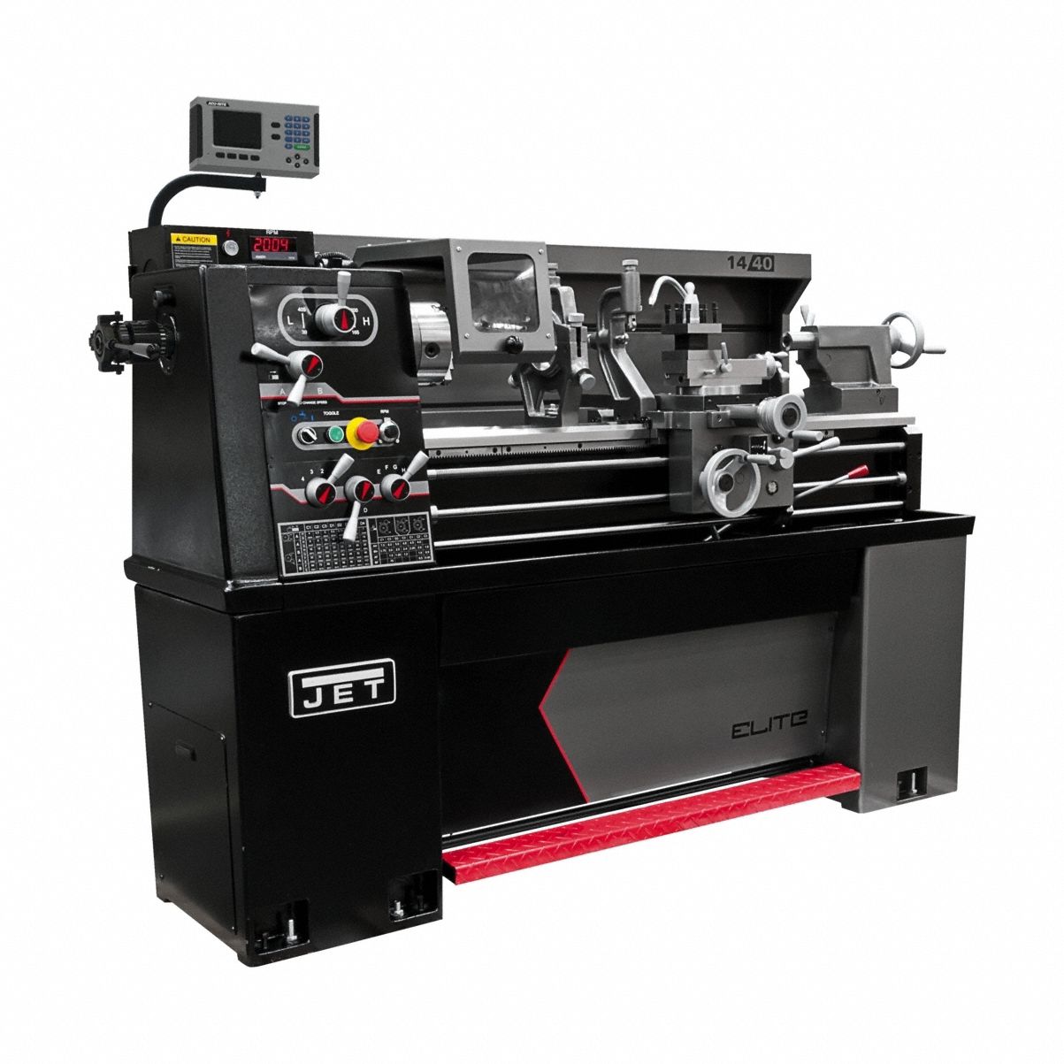 Lathe: E-1440VS, 14" x 40", 3 hp, 230V AC, w/ DRO/Collet Closer