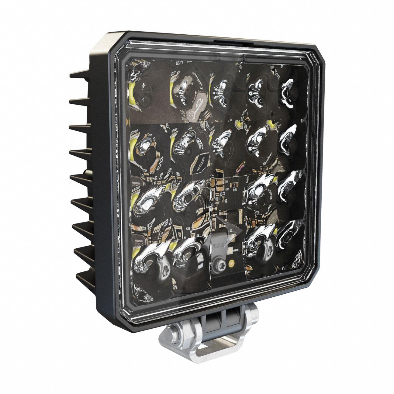 Vehicle Work Light: Square, Flood, LED, Pedestal, Blunt Cut Wires, Surface Mount, Black