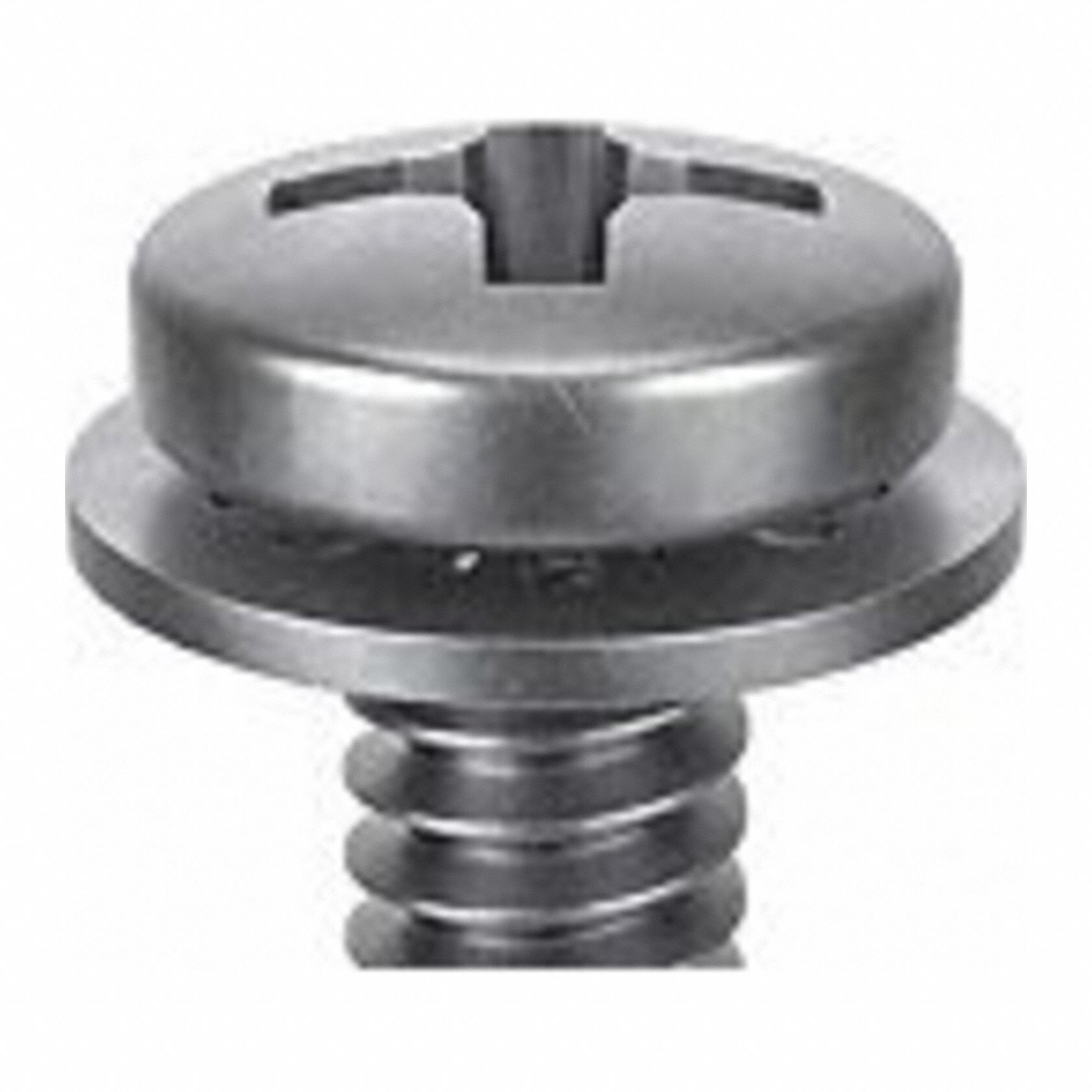 SEMS Screw: Internal Tooth, #2-56 Thread Size, 1/8 in Lg, Stainless Steel, Passivated, Pan, 50 PK