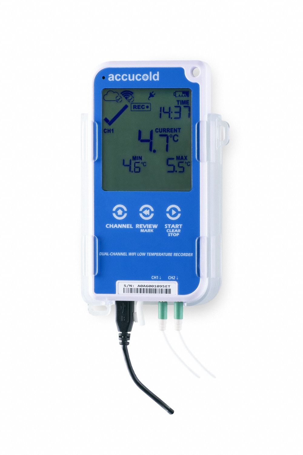 Wireless Environmental Temperature Monitoring Device: 1 3/4 in, 3 7/8 in, Freezer