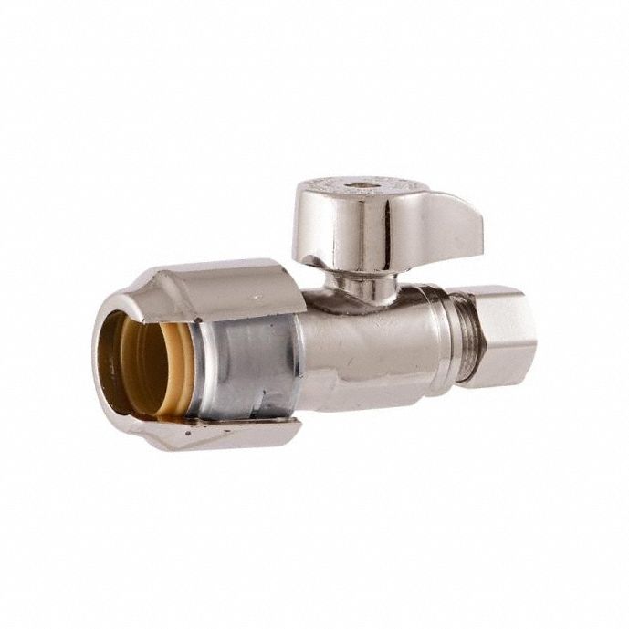 Push-to-Connect: 1/2 in, 3/8 in Compression, Straight Body, 1/4-Turn, Oval