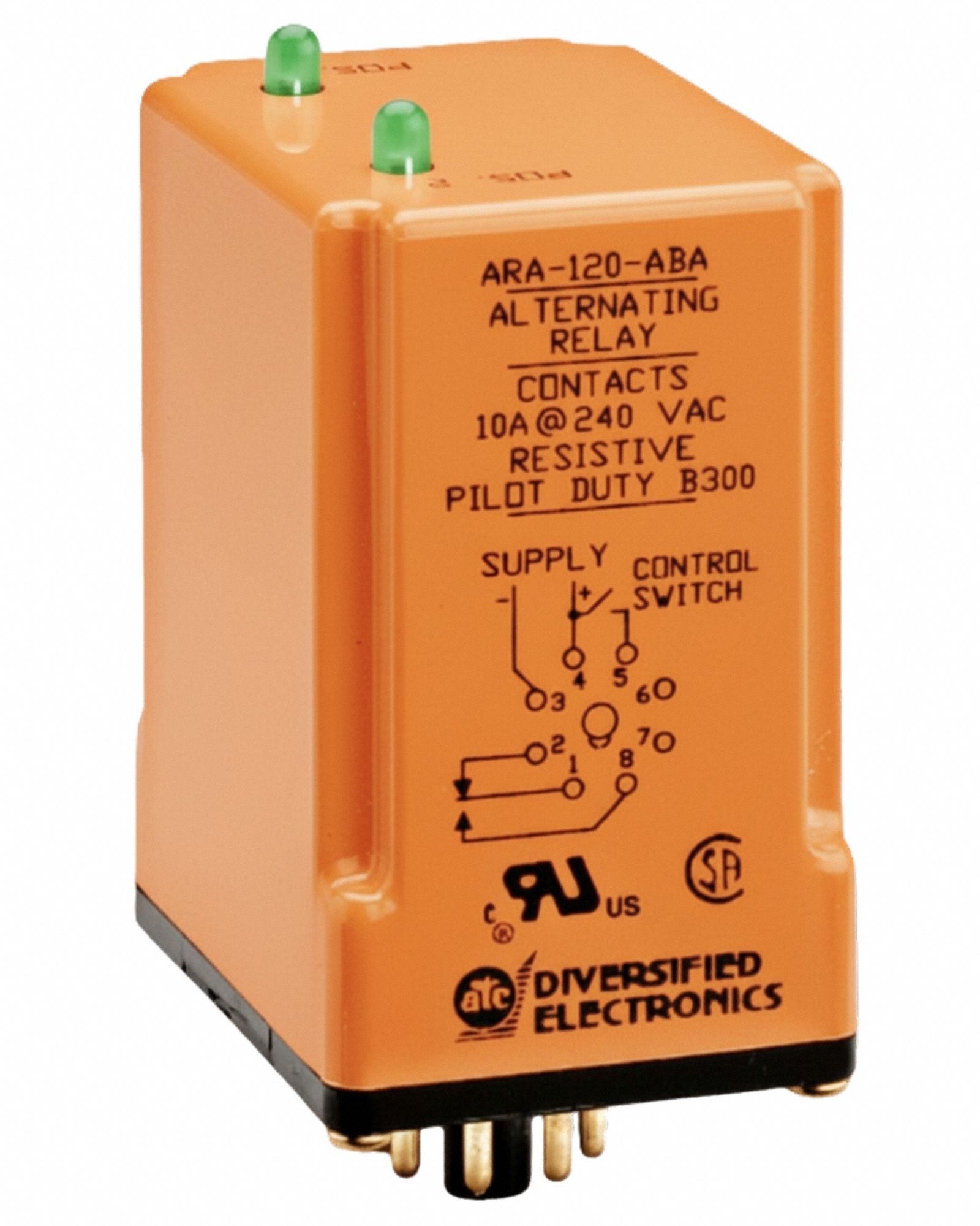 Alternating Relay: ARA Series, 120V AC, SPDT, Square, Panel Mounting