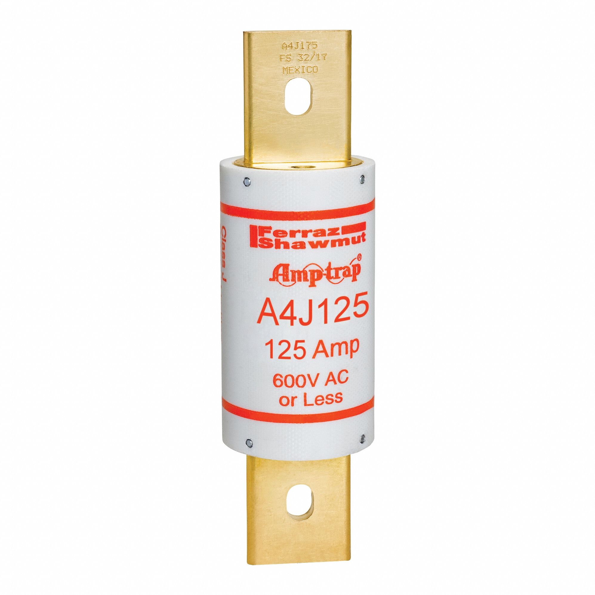 Fuse: A4J Series, Class J, Blade Body, Fast-Acting, 125 A, 600 V AC, 300 V DC, Non-Indicating