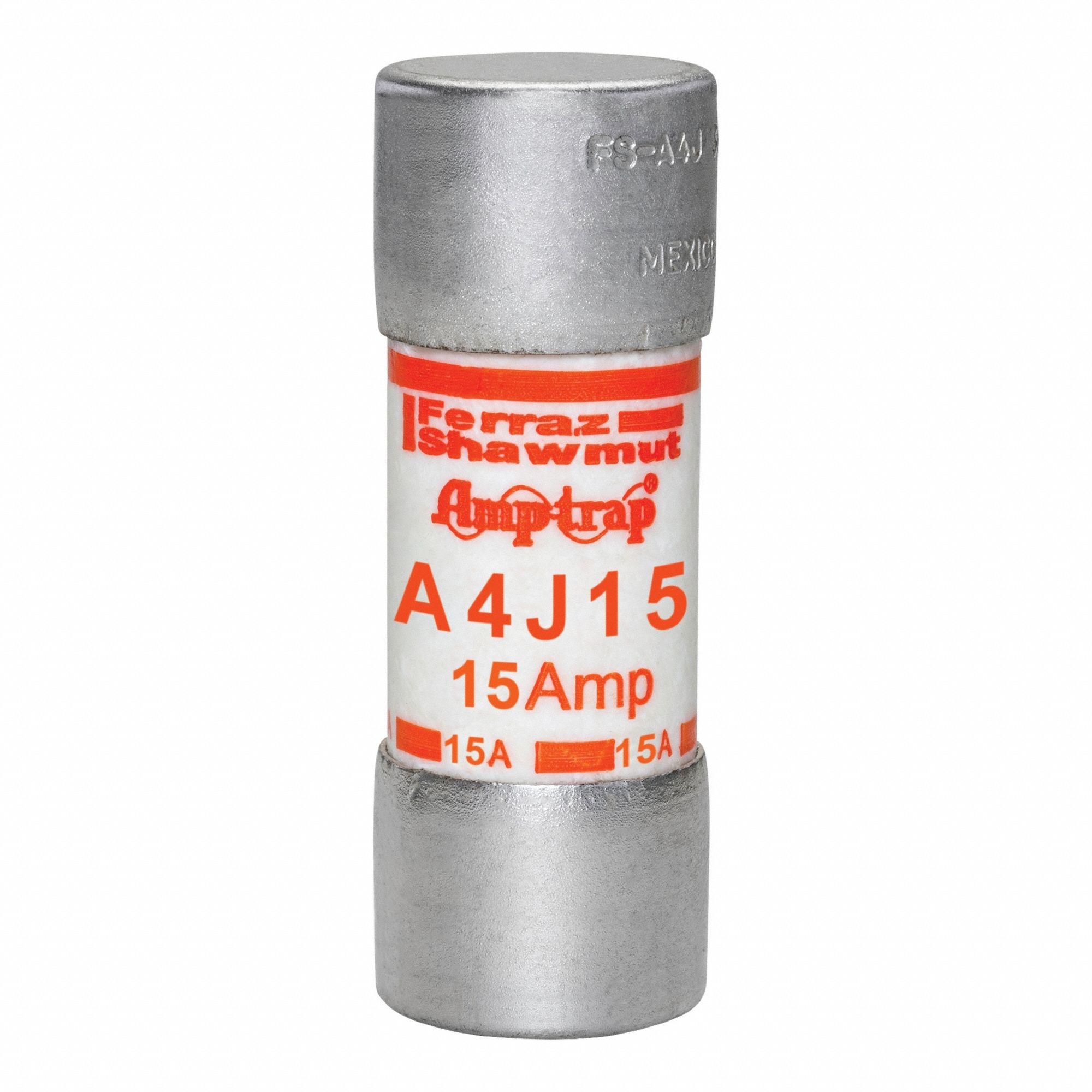 Fuse: A4J Series, Class J, Cylindrical Body, Fast-Acting, 15 A, 600 V AC, 300 V DC