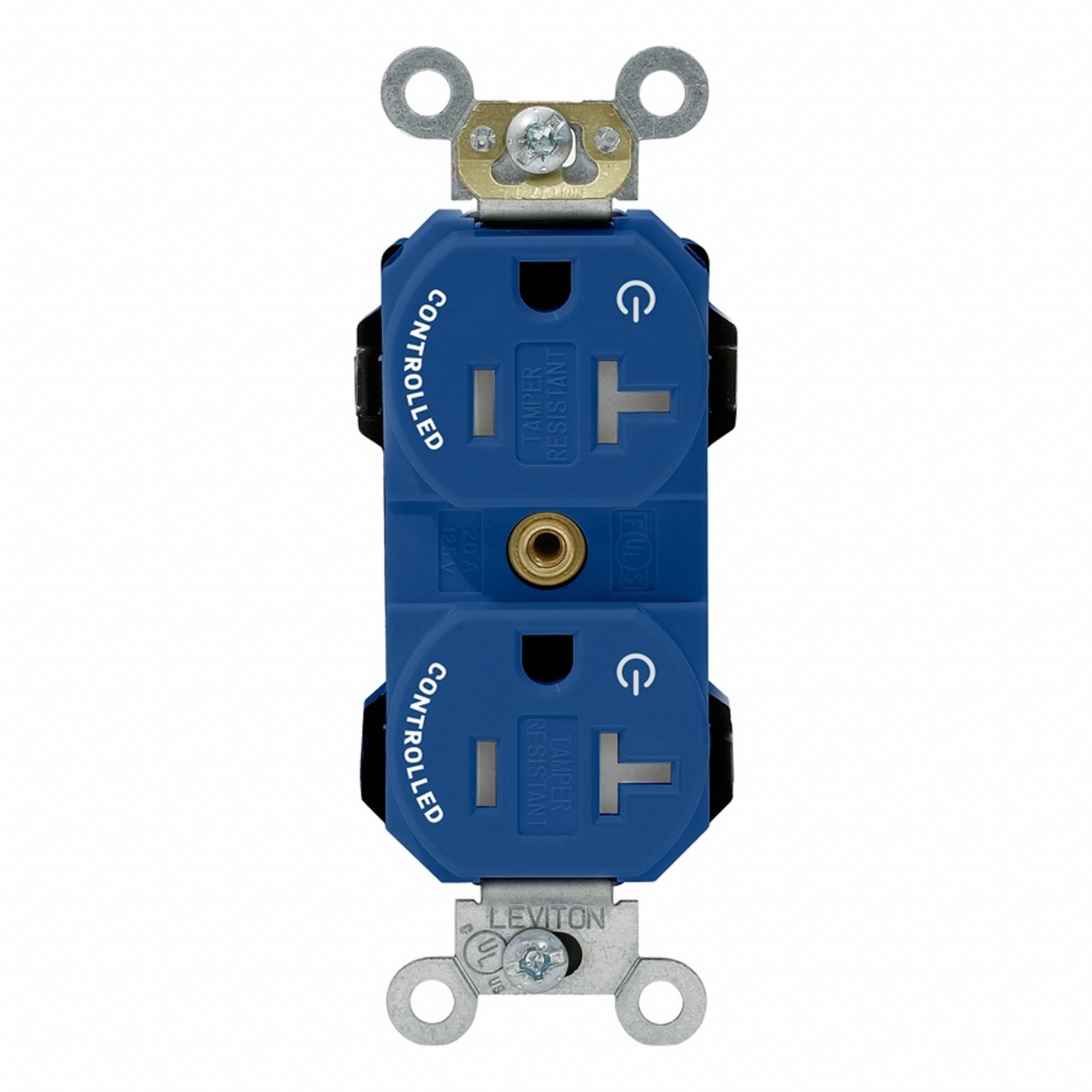 Lev-Lok Rec 20A 125V TR 2Mrk-Ctrl Blue