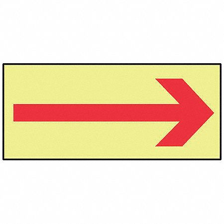 Arrow Sign,Red/Yellow,3-1/2 x 10 In