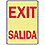 Exit Sign,10 x 7In,R/WHT,PLSTC,Bilingual