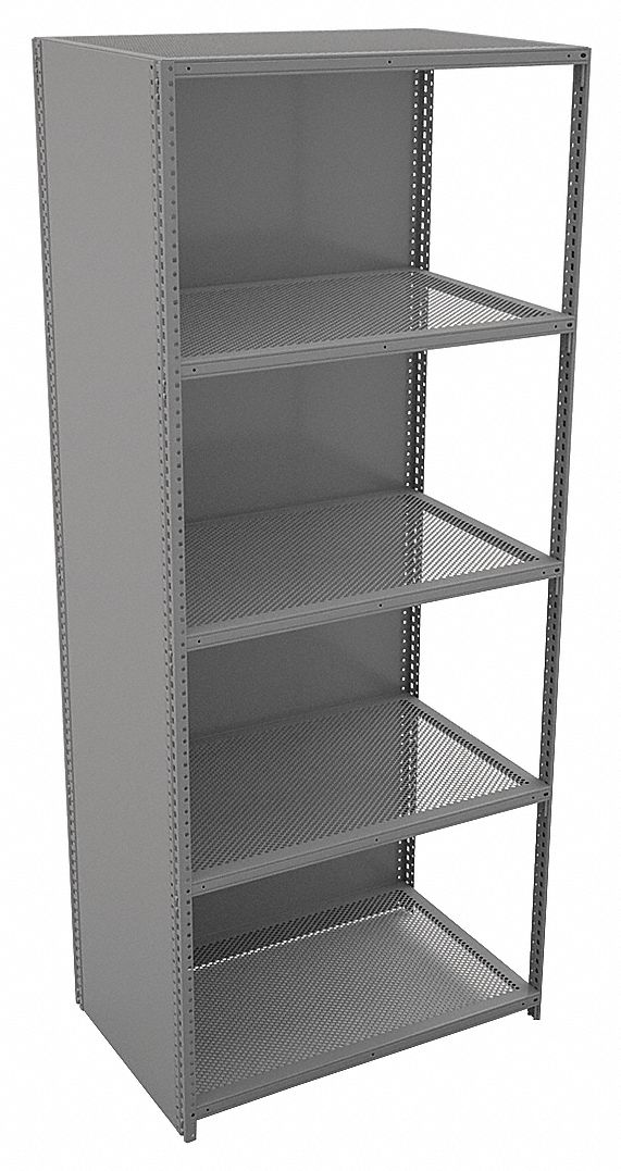 Metal Shelving: Starter, Medium-Duty, 48 in x 24 in, 84 in Overall Ht, 5 Shelves