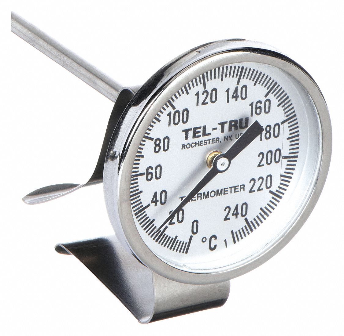 Laboratory Dial Thermometer: 250°C, +/- 1% Accuracy, 12 in Stem Lg, Celsius