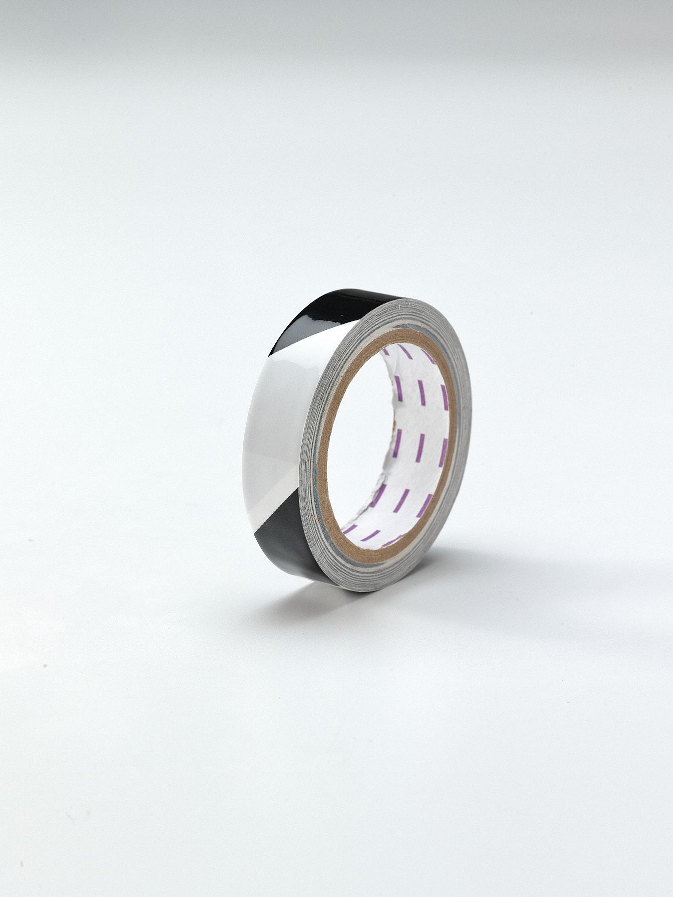Floor Marking Tape: Gen Purpose, Striped, Black/White, 1 in x 54 ft, 5 mil Tape Thick