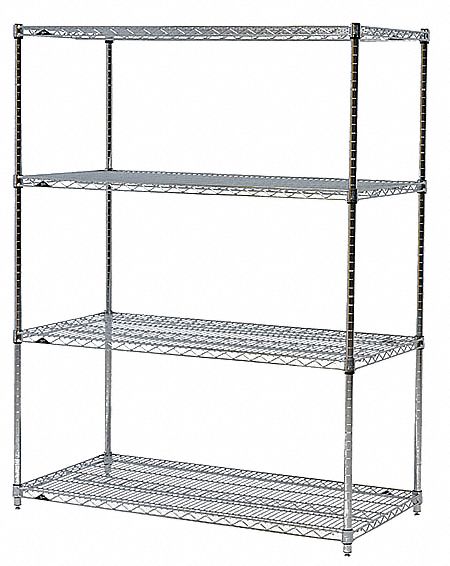 WIRE SHELVING UNIT,BLACK,63 IN H,SS