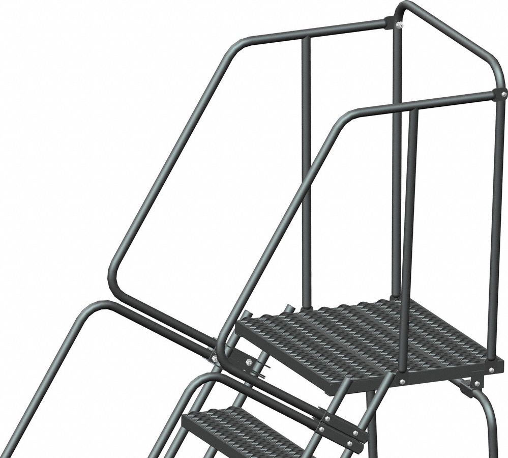 BALLYMORE 12Step Rolling Ladder, Serrated Step Tread, 153 in Overall