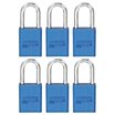 GRAINGER APPROVED 48JR93 Lockout Padlock,KD,Blue,2"H,PK6 