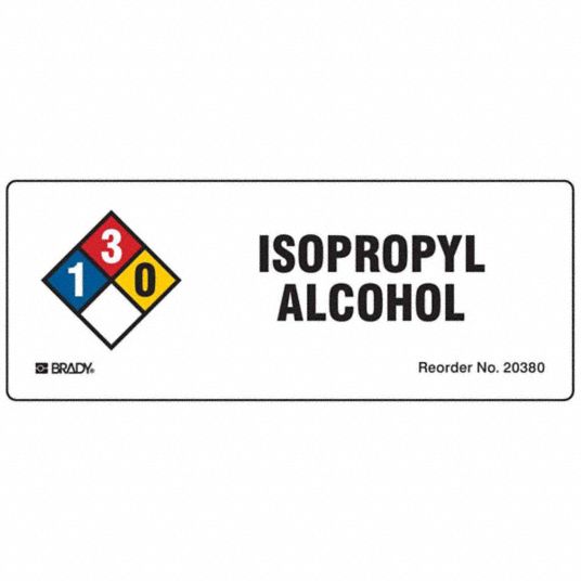 Isopropyl Alcohol, Polyester, Label - 8A840|20380LS - Grainger