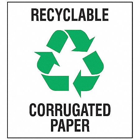 Recycle Label: Vinyl, Adhesive Sign Mounting, 10 in x 10 in Nominal Sign Size, 0.004 in Thick, 5 PK