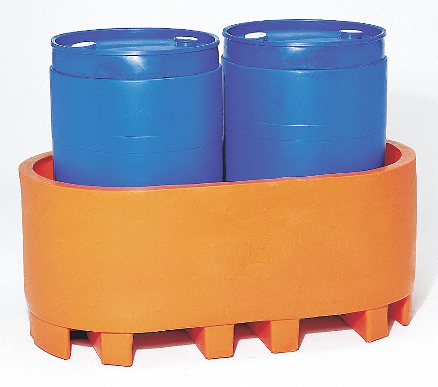 55 gal Spill Capacity, 1,800 lb Load Capacity, Drum Spill Container 8AAU7SP255 ORANGE Grainger