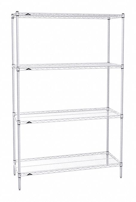 WIRE SHELVING UNIT,WHITE,63 IN H,SS