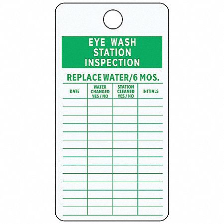 ELECTROMARK Eye Wash/Shower Inspection Tag, 5-3/4" Height ...